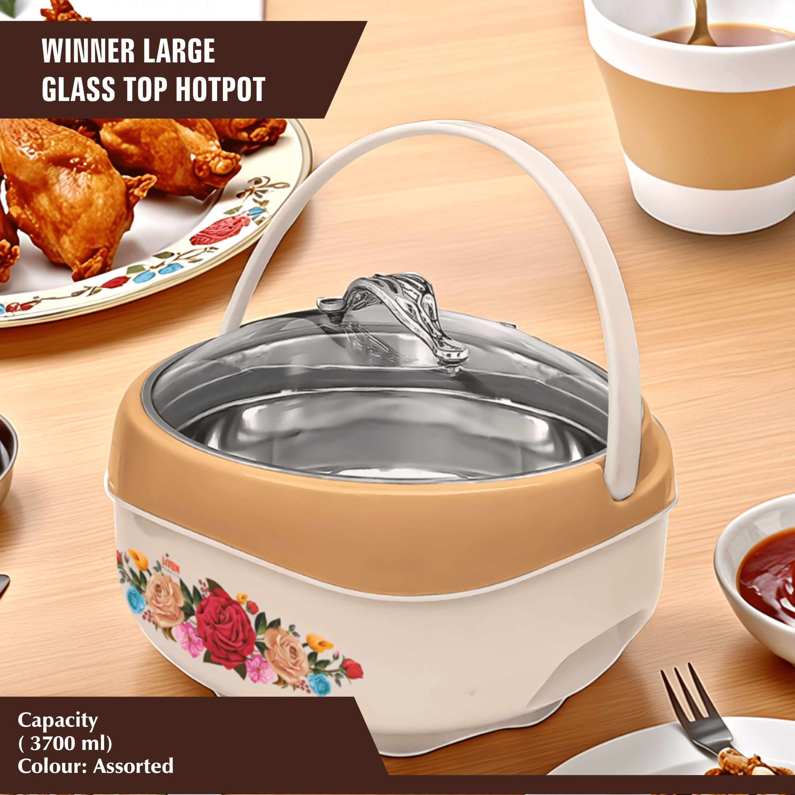 WINNER LARGE GLASS TOP HOTPOT