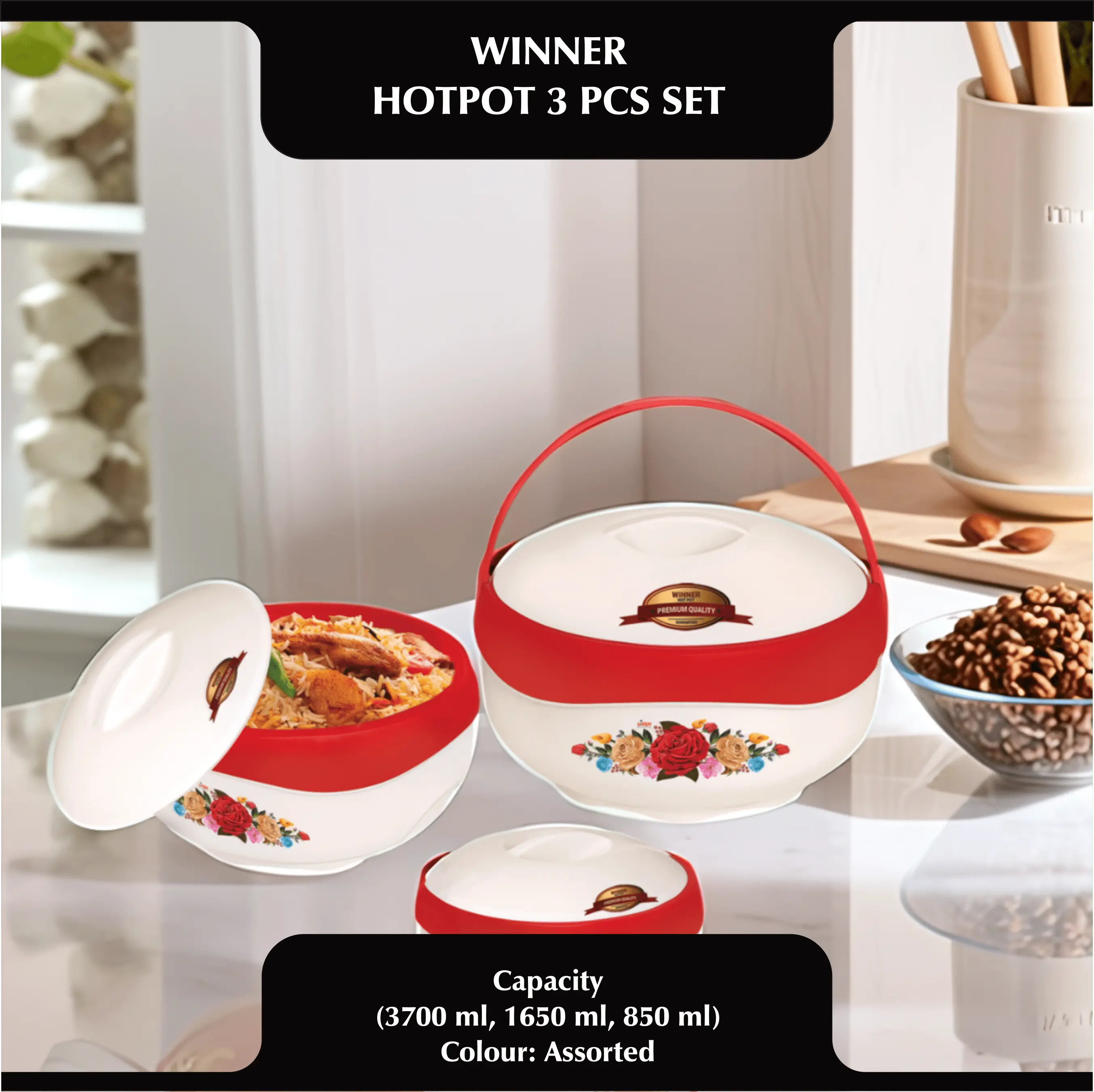Winner Casseroles 3 Pcs Set Livon Plastic