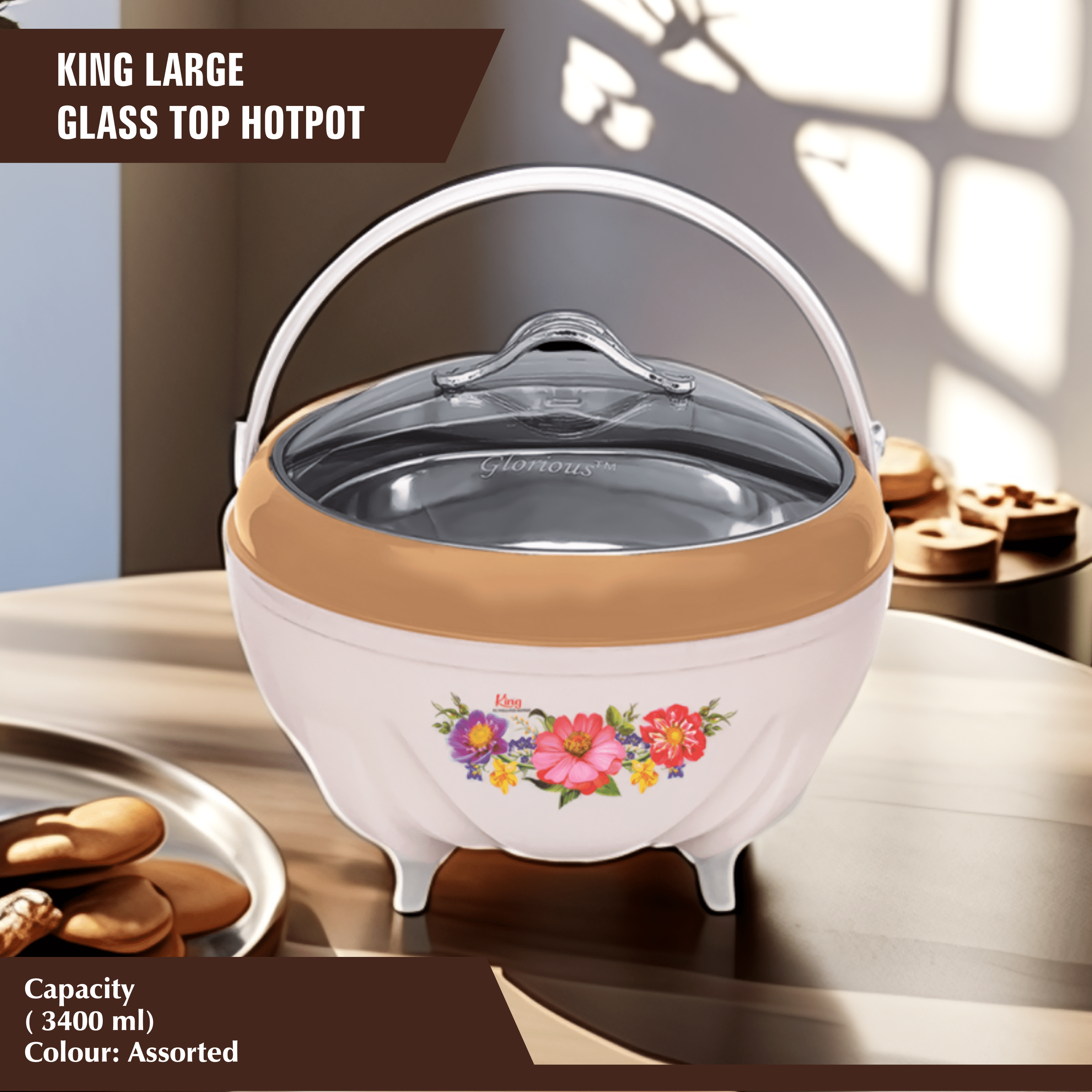 KING LARGE GLASS TOP HOTPOT